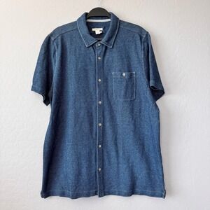 Carbon 2 Cobalt Mens Short Sleeve Button Down Shirt Casual‎ Blue Knit L
